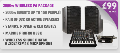 390w Mackies & Shure Wireless PA Package