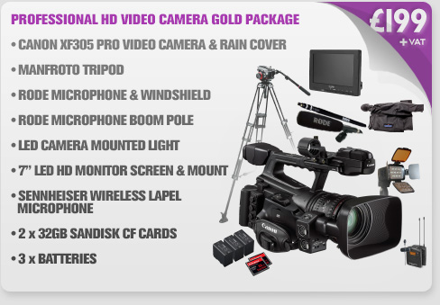 Canon XF305 Professional HD Video Camera Gold Package